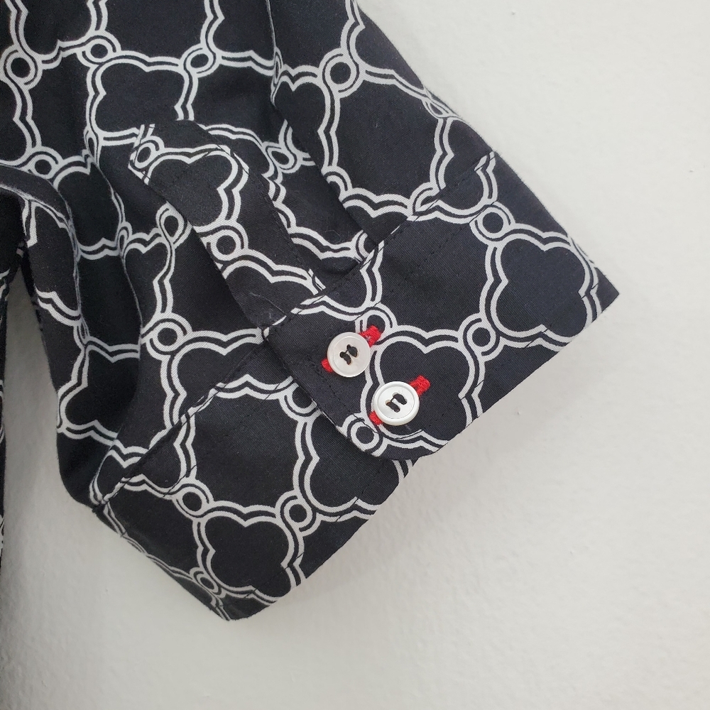 Talbots Black And White Patterned Button Down Shi… - image 5